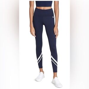 Tory Burch Sport Women's Navy High-Rise Leggings with White Chevron Stripes